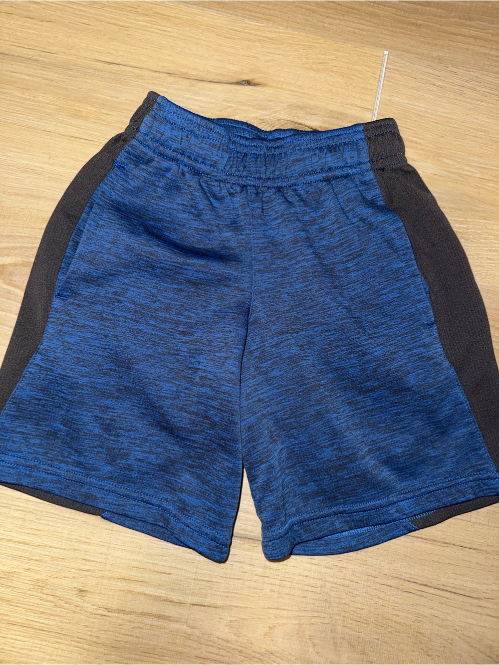 Boys Blue Athletic Shorts with Black Side Panels